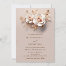 Blush Rose Gold 3D Flowers Simple