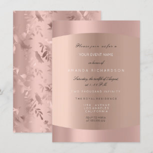 Invitation Blush Rose Gold Élégant Oiseau Fleur Formal