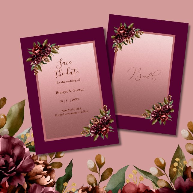 Invitation Blush Rose Gold Floral wedding Save the Date (Créateur téléchargé)
