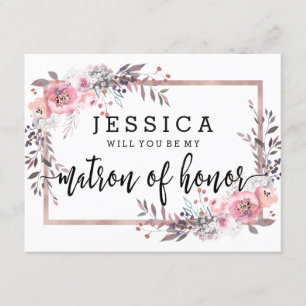 Invitation Blush & Rose Gold Serez-vous ma dame d'honneur