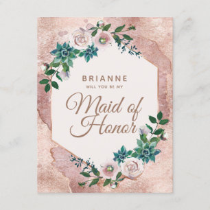 Invitation Blush Rose Gold Serez-vous ma femme d'honneur