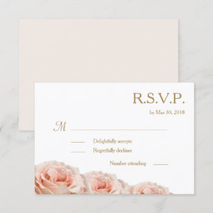 Invitation Blush rose Rose Dewy Floral Blanc Mariage RSVP