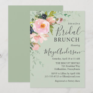 Invitation Blush Rose & Sage Green Floral Bridal Brunch