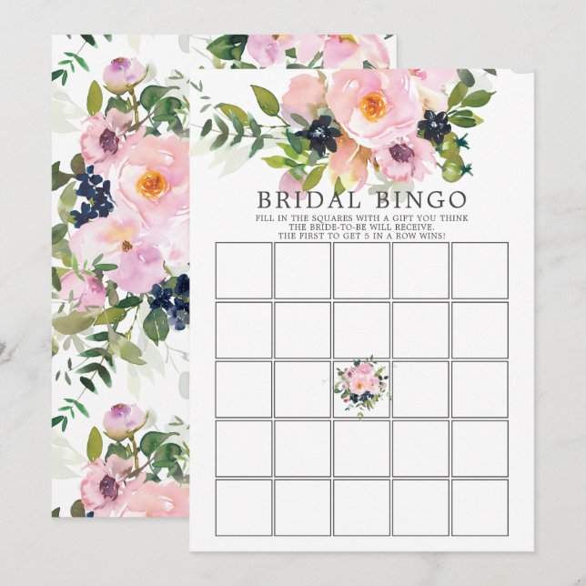 Invitation Blush Roses & Peonies Jeu de Fête de l'mariée BING (Devant / Derrière)