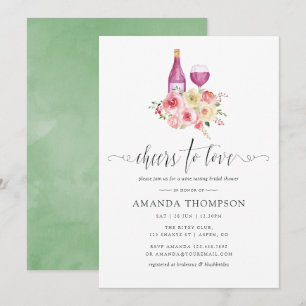 Invitation Blush & Sage Floral Bridal Shower Dégustation de V