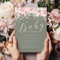 Blush Sage Floral Girl Baby Dans Baby shower En Fl