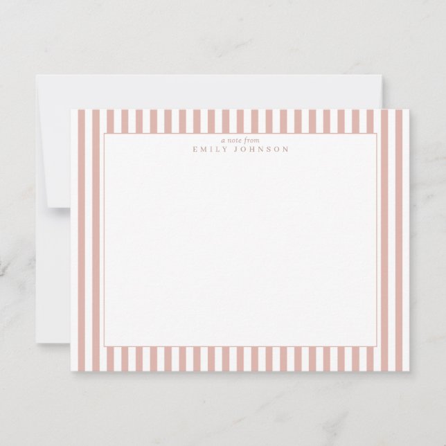 Invitation Blush Striped Note Card (Devant)