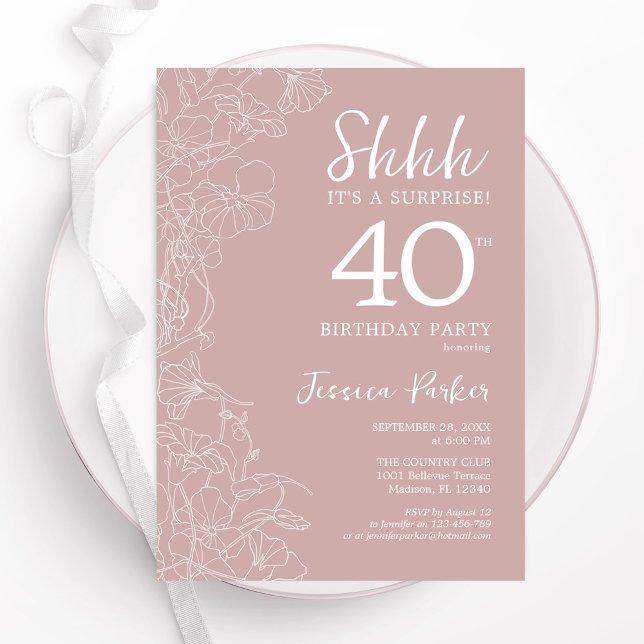 Invitation Blush Surprise 40e anniversaire (Créateur téléchargé)