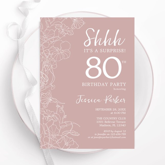Invitation Blush Surprise 80e anniversaire (Créateur téléchargé)
