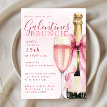 Blush Watercolor Champagne Galentines Brunch