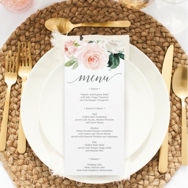 Invitation Blushing Blooms Menu de Mariage - Menus de Mariage (Créateur téléchargé)