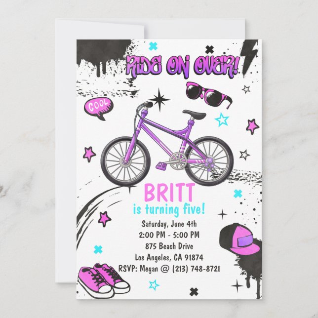 Invitation BMX Vélo Violet (Devant)