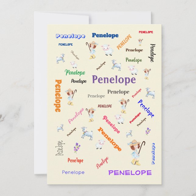 Invitation BO PEEP NURSERY RHYME Mot Cloud Nom Collage (Devant)