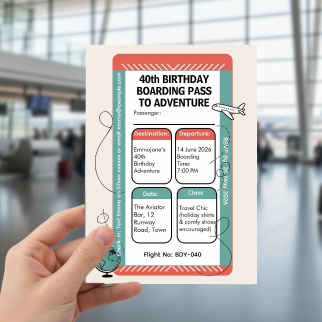 Invitation Boarding Pass to Adventure – Travel Themed (Créateur téléchargé)
