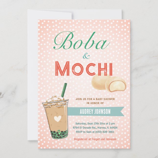 Invitation Boba Bubble Tea Baby shower Japon Corée Kawaii (Devant)