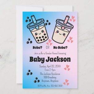 Invitation Boba ou pas de Boba Bubble Tea Boba Révélation du 