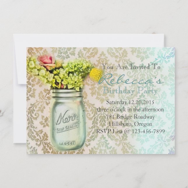 Invitation bocal à fleur sauvage maçon à l'ouest (Dos)