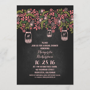 Invitation bocal rose rustique bocal chalkboard