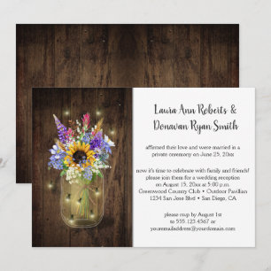 Invitation Bocaux Mason Fleurs Sauvages Réception Seulement