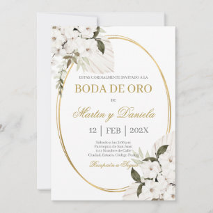 Invitation Boda de oro con boho blanco