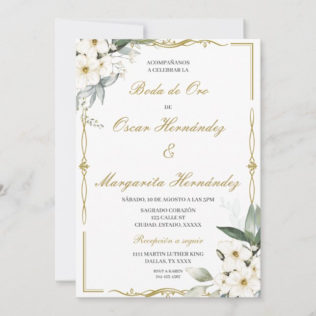 Invitation Boda de oro élégante éditable (Devant)