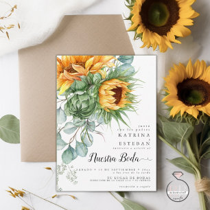 Invitation Boda española rústica de girasoles amarillos
