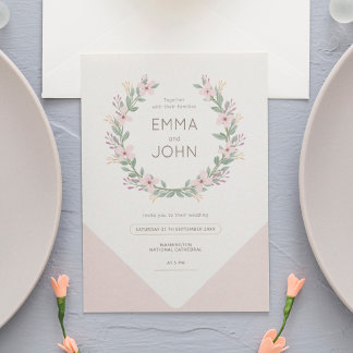 Invitation Boda romántico rosa corona de flores silvestres