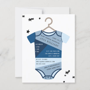 Invitation Bodysuit Boy Baby shower Chambray Color Block