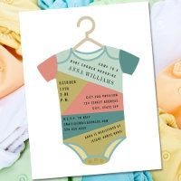 Bodysuit Color Block Neutral Baby shower Invitatia
