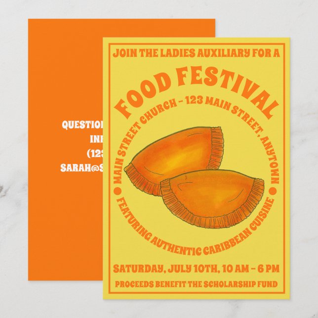 Invitation Boeuf jamaïcain Patty Food Fest Cuisine caribéenne (Devant / Derrière)