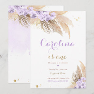 Invitation Bohème 1er anniversaire fête Boho Pampas Grass