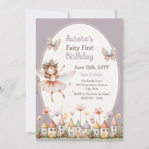 Invitation Bohème Bébé Fille Fantastique Fée Premier annivers