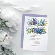 Bohème Bleu Violet Aquarelle Florales Mariage
