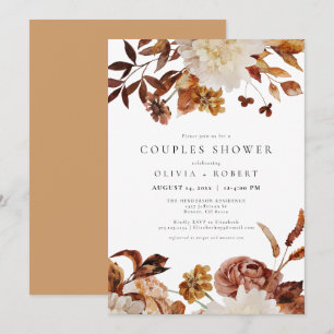 Invitation Bohème Burnt Orange Chute Floral Couples Douche