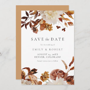 Invitation Bohème Burnt Orange Fall Floral Enregistrer la dat