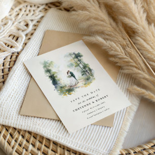 Invitation Bohème de la forêt d'aquarelle enchantée Enregistr