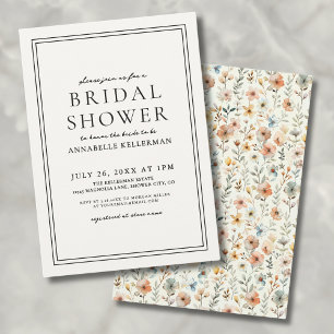 Invitation Bohème Élégante Florale Sauvage : Baby Shower de M