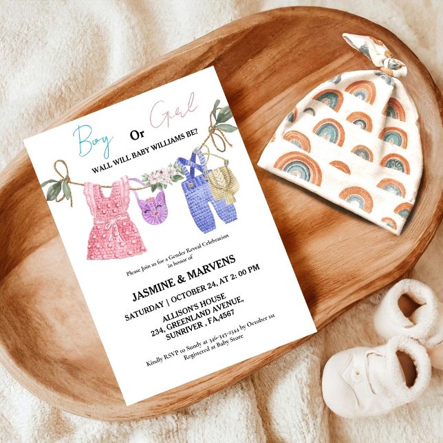 Invitation Bohème, elle ou elle Bébé Vêtements sexe révéler (Créateur téléchargé)