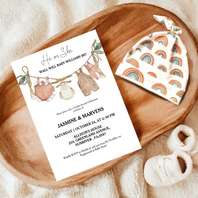 Invitation Bohème, elle ou elle Bébé Vêtements sexe révéler (Créateur téléchargé)