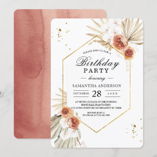 Invitation Bohème En Terracotta Séché Palm Feuilles & Fleurs
