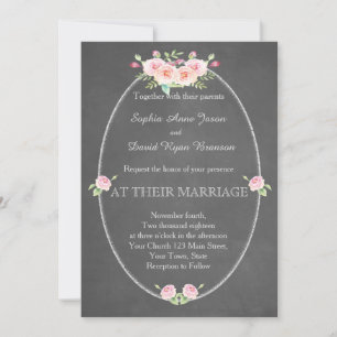 Invitation Bohème Fleurs d'Aquarelle Chalk Mariage Inviter