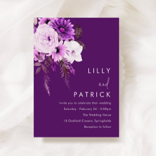 Invitation Bohème Floral Purple & Mariage blanc