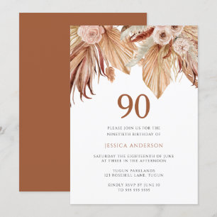 Invitation Bohème Floral Terracotta Boho 90e anniversaire