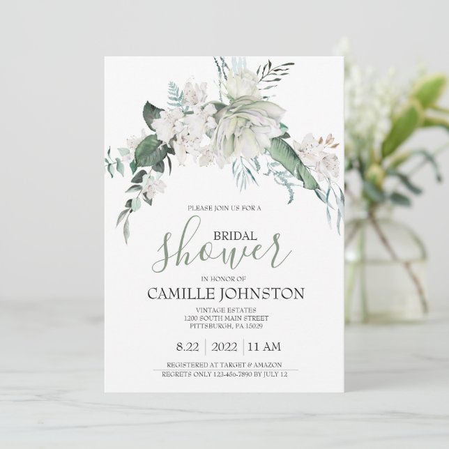 Invitation Bohème Florale Douche nuptiale (Debout devant)