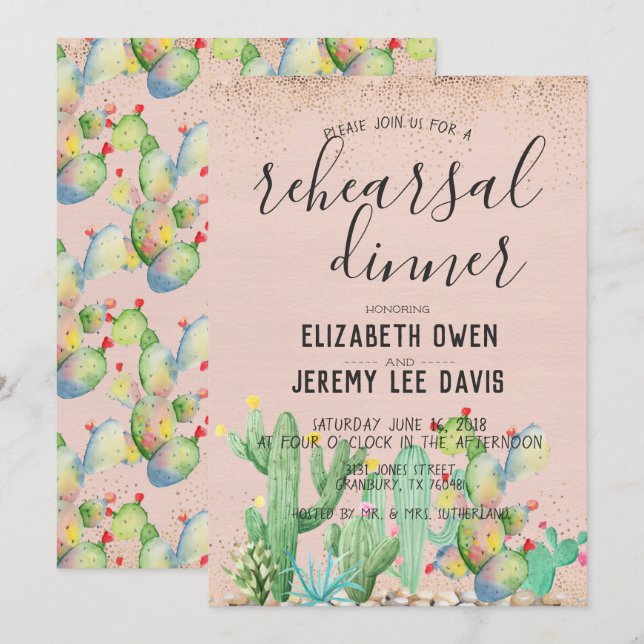 Invitation Bohème Glam Fiesta Dîner de répétition Mariage (Devant / Derrière)