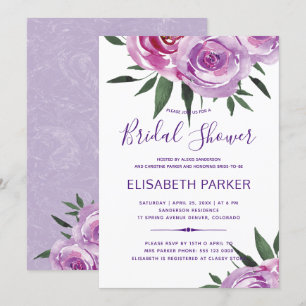 Invitation Bohème mauve chic pivoines douche nuptiale