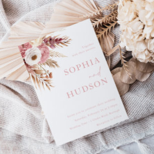 Invitation Bohème moderne Dusty Rose Blush Floral Mariage