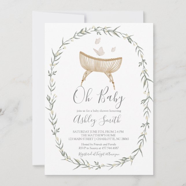 Invitation bohème Oh Baby shower (Devant)