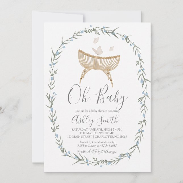 Invitation bohème Oh Baby shower (Devant)