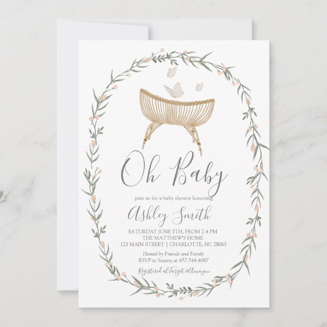Invitation bohème Oh Baby shower (Devant)